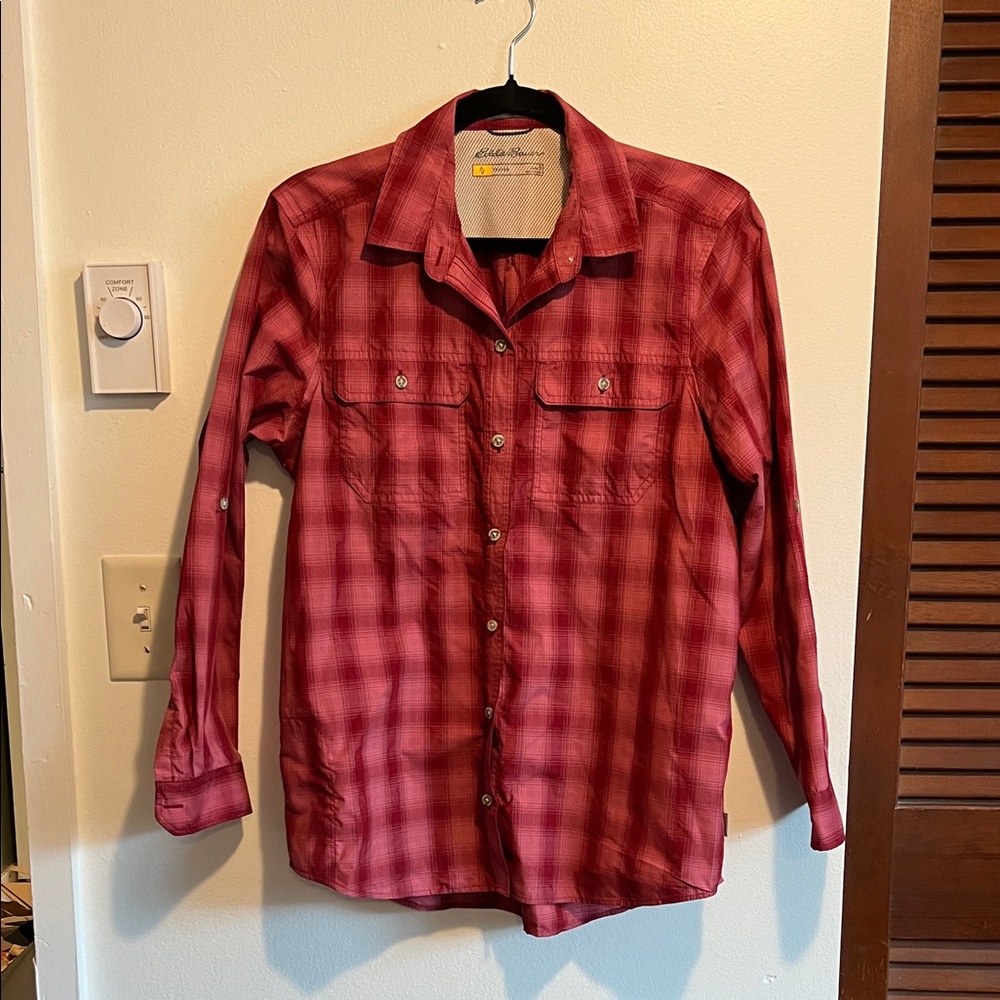 Eddie Bauer Red Checkered Button-Down Shirt